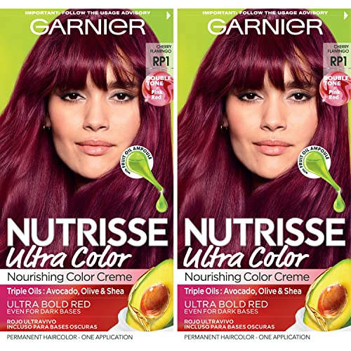 Garnier Hair Color Nutrisse Ultra Color Nourishing Creme RP1 Pink Red Cherry Flamingo Permanent Hair Dye 2 Count Packaging May Vary 0 belly baby and beyond