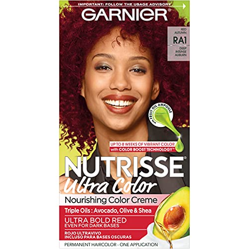 Garnier Nutrisse Ultra Color Nourishing Hair Color Creme with Triple Oils Permanent Dye for 100 Percent Gray Coverage Red Autumn RA1 0 belly baby and beyond