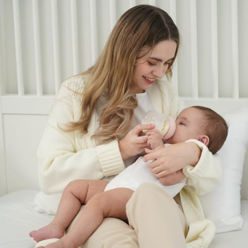 Glass Baby BottlesAnti Colic Breastfeeding Bottle with Natural Response Nipple Size SWide Neck Slow Flow Baby Bottle for BabyNewbornPreemie 0 3 0 6 MonthBPA Free Pink 4 Ounce3 Pack 0 0 belly baby and beyond