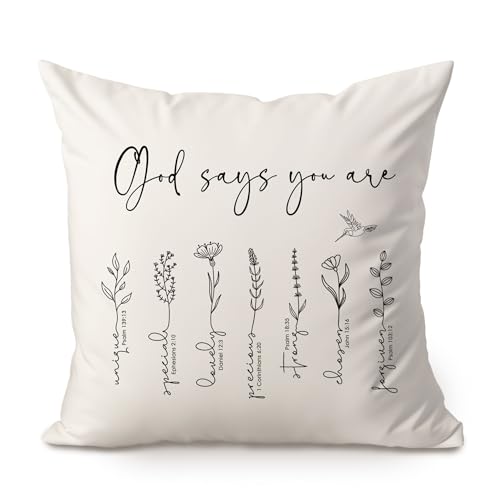 God Says You Are Pillow Cover Bible Christian Cushion Wedding Gifts Bible Verses Home Decor Birth Flower Pillow Gift Floor Wildflower Pillow Garden Pillow Gift for Her for Daughter 18x18 inch 0 belly baby and beyond