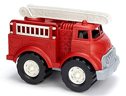 Green Toys Fire Truck Red CB Pretend Play Motor Skills Kids Toy Vehicle No BPA phthalates PVC Dishwasher Safe Recycled Plastic Made in USA 0 belly baby and beyond