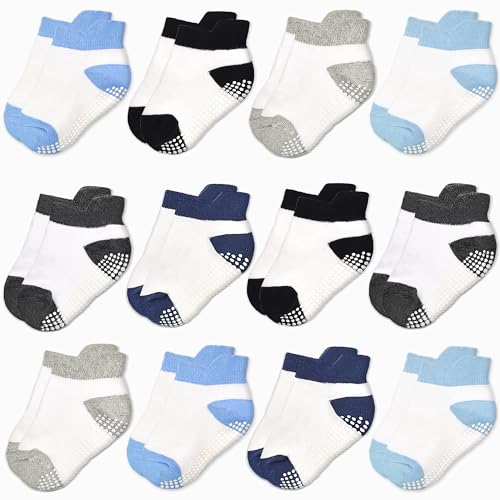 HYCLES Non Slip Baby Socks Infant Girls Boys Ankle Anti Slip Socks With Grips For 0 12 Month Toddler 1 5 Years Kids 0 belly baby and beyond
