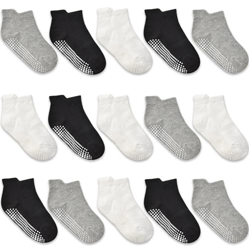 HYCLES Non Slip Toddler Socks 15 Pairs Non Skid Low Cut Socks for 1 7 Years Anti Skid Ankle Socks for Baby Kids Boys Girls 0 belly baby and beyond