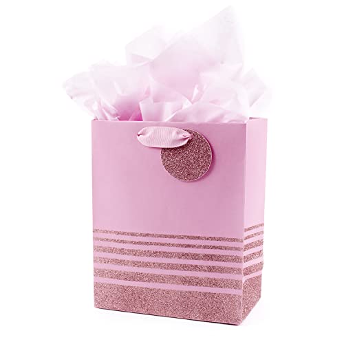 Hallmark 9 Medium Gift Bag with Tissue Paper Pink Glitter Stripes for Valentines Day Birthdays Baby Showers Bridal Showers or Any Occasion 0 belly baby and beyond