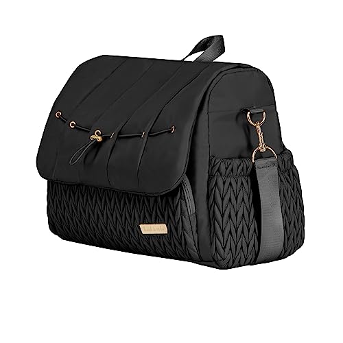 Hannah Sophia Belle Convertible Baby Diaper Backpack Bag in Black Large Size Dual Sided Water Resistant Changing Mat Included Detachable Shoulder Straps Easy To Use 0 belly baby and beyond