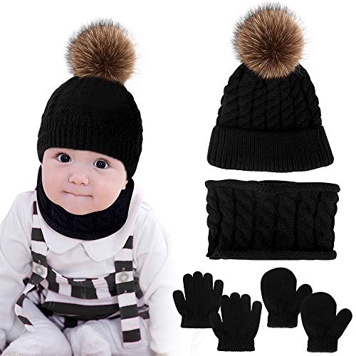 Hicdaw 6PCS Toddler Winter Hats Baby Mittens Gloves Neck Warmer Baby Winter Hat Kids Winter Hat Gloves Scarf Set for Boy Girl 0 belly baby and beyond