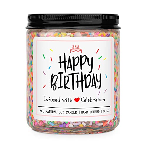 Homsolver Happy Birthday Candles Gifts for Women Men Vanilla Birthday Cake Scent with Sprinkles Birthday Gifts for Women Men Unique Best Friend Birthday Gifts Ideas Happy Birthday Handmade Candles 0 belly baby and beyond