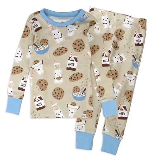 HonestBaby 2 Piece Pajamas Sleepwear PJs 100 Organic Cotton for Infant Baby and Toddler Boys Unisex Milk N Cookies 0 belly baby and beyond