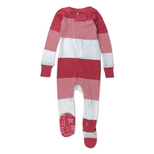 HonestBaby Non Slip Footed Pajamas One Piece Sleeper Jumpsuit Zip Front Pjs 100 Organic Cotton for Baby Girls 0 belly baby and beyond