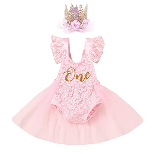 IBTOM CASTLE Baby Girl 1st Birthday Outfit Boho One Ruffle Lace Romper Princess Tutu Backless Dress Photoshoot Party Clothes 0 belly baby and beyond