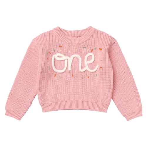 IDOPIP Toddler Baby Girls First Birthday Outfit Boho Embroidery One Sweater Top Knit Pullover Sweatshirt Fall Winter Clothes 0 belly baby and beyond