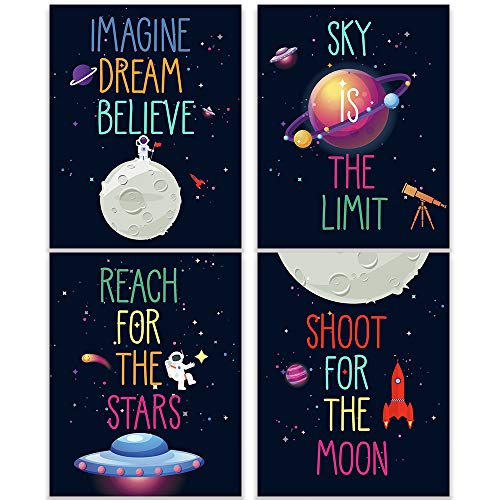 Ihopes Kids Space Posters Decor Wall Art Prints Set of Four 8x10 Unframed Inspirational Kids Bedroom Nursery Room Playroom Posters Decorations Perfect for KidsBoysGirlsChildren 0 belly baby and beyond