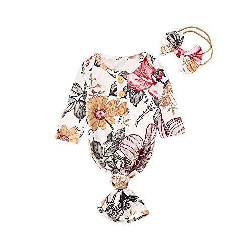 Infant Newborn Baby Girls Floral Sleep Gown Headband Sleepwear Romper Sleeping Bags Outfits 0 belly baby and beyond