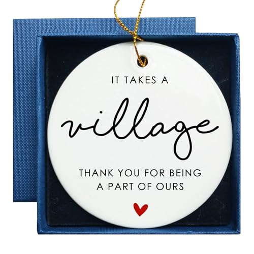 It Takes a Village Teacher Appreciation Gift Thank You Gift Thank You for Being a Part of Ours Child Care Worker Gift Helper Gift Neighbor Ornament Ceramic Keepsake 0 belly baby and beyond
