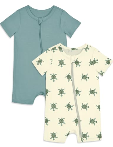 Jimonda Baby Rompers Cotton Baby Boys Baby Girls Short Sleeve Sleepers Pjs Two Way Zipper One piece Neutral Sleep and Play 0 belly baby and beyond