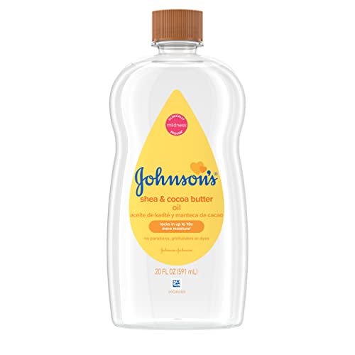 Johnsons Baby Oil Mineral Oil Enriched with Shea Cocoa Butter to Prevent Moisture Loss Hypoallergenic 20 fl oz 0 belly baby and beyond