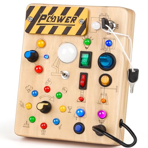 Joyreal Montessori Toddler Busy Board 19 Led Wooden Sensory Board Educational Toys Montessori Toys for 1 6 Year Old Travel Toys Gifts for Toddlers Boys and Girls 0 belly baby and beyond