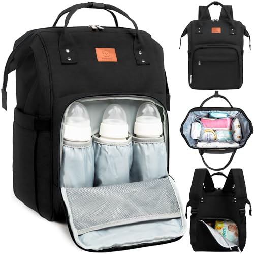 KeaBabies Baby Diaper Bag Backpack Baby Bag for Boys Girls Waterproof Multi Function Baby Backpack Large Diaper Bags for Baby Girl Baby Boy Travel Diaper Bag with Changing Pad Trendy Black 0 belly baby and beyond