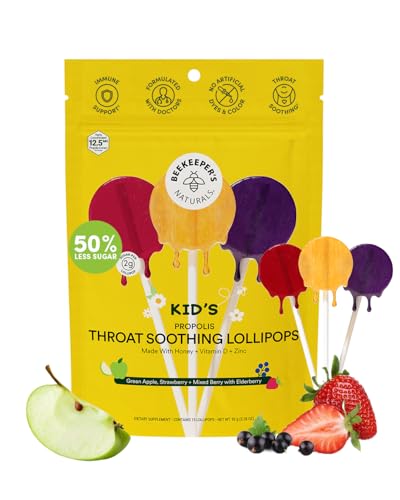 Kids Throat Soothing Lollipops by Beekeepers Naturals Doctor Formulated Immune Support Vitamin D Honey Under 2g Sugar Clean Ingredients15 ct 0 belly baby and beyond