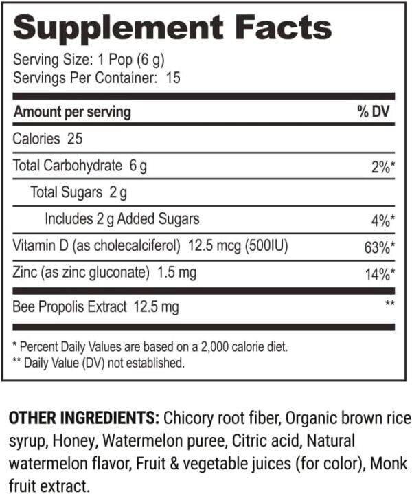 Kids Throat Soothing Watermelon Lollipops by Beekeepers Naturals Back to School Immune Support Doctor Formulated Vitamin D Honey 15 ct 0 3 belly baby and beyond