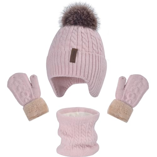 Kids Winter Hat Gloves Scarf Set for 2 14 Years Old Warm Fleece Lining 0 belly baby and beyond