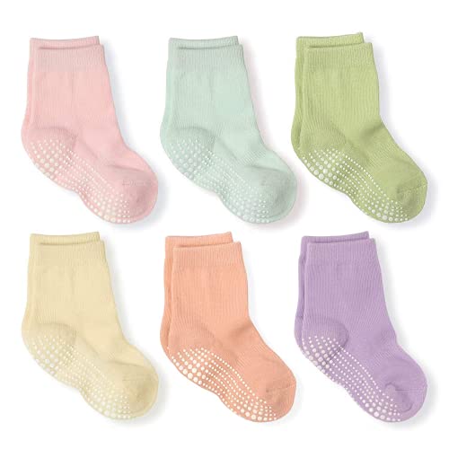 LA ACTIVE Non Slip Grip Ankle Boys and Girls Athletic Crew Socks for Babies Toddlers and Kids 0 belly baby and beyond