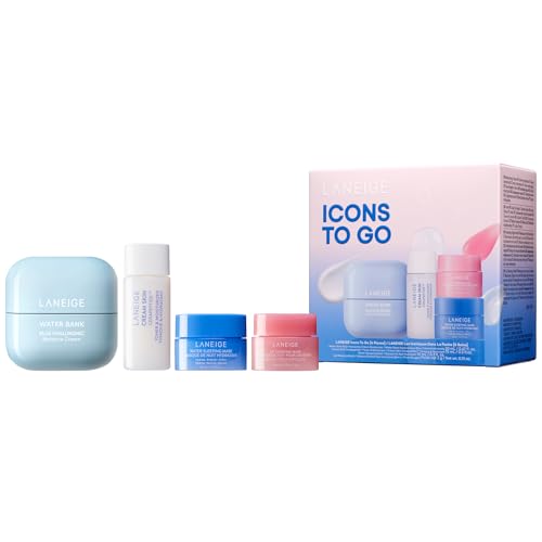 LANEIGE Icons To Go Besties Set Water Bank Cream Cream Skin Water Sleeping Mask Lip Sleeping Mask Hyaluronic Acid Squalane Coconut Oil Vitamin C Travel Friendly 0 belly baby and beyond
