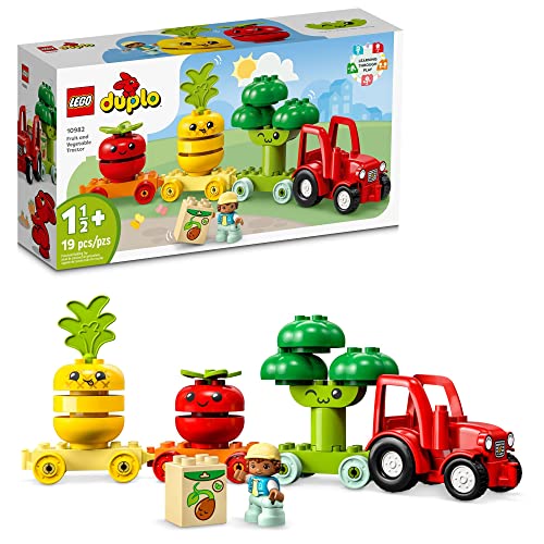 LEGO DUPLO My First Fruit and Vegetable Tractor Toy 10982 Stacking and Color Sorting Toys for Babies and Toddlers Ages 1 5 3 Years Old Educational Early Learning Set 0 belly baby and beyond