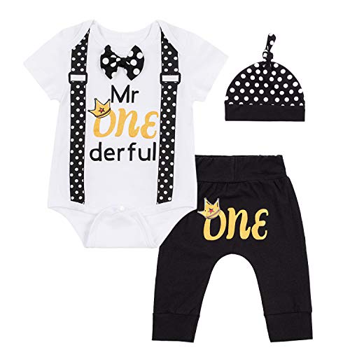 LENSOUS Baby First Birthday Outfit Boy Funny Bowtie One Year Old Boys Romper Bodysuit Set 0 belly baby and beyond