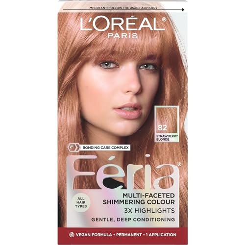 LOreal Paris Feria Multi Faceted Shimmering Permanent Hair Color High Intensity Hair Dye for 3X Highlights 82 Strawberry Blonde 1 Hair Dye Kit 0 belly baby and beyond