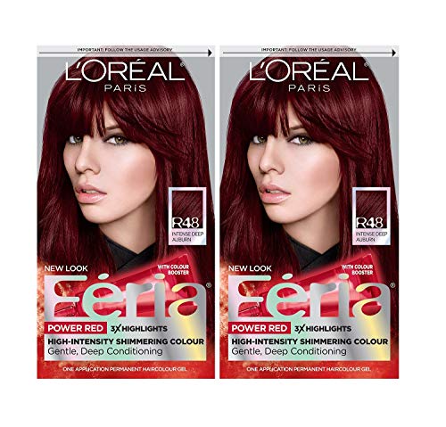 LOreal Paris Feria Multi Faceted Shimmering Permanent Hair Color R48 Intense Deep Auburn Hair Dye Kit Pack of 2 0 belly baby and beyond