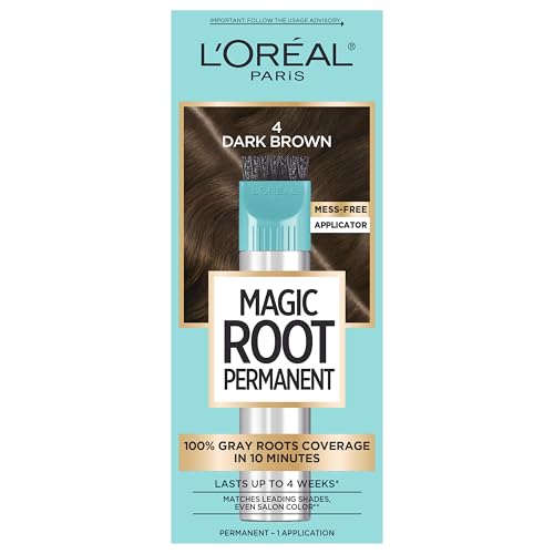 LOreal Paris Magic Root Rescue 10 Minute Root Hair Coloring Kit Permanent Color with Quick Precision Applicator 100 percent Gray Coverage 4 Dark Brown 1 kit Packaging May Vary 0 belly baby and beyond