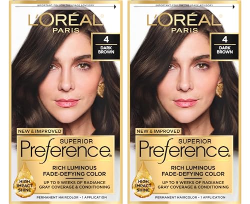 LOreal Paris Superior Preference Luminous Fade Defying Permanent Hair Color Hair Dye For Up to 9 Weeks of Radiance Dark Brown 4 1 Hair Dye Kit Pack of 2 0 belly baby and beyond