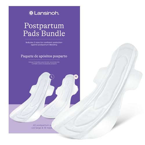 Lansinoh Postpartum Pads Bundle Extra Absorbent with Wings Includes 2 Sizes for Extra Protection Pack of 40 Postpartum Essentials 0 belly baby and beyond