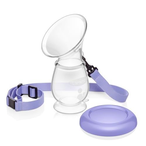 Lansinoh Silicone Breast Pump for Breastfeeding with Suction Base 4 Ounces Portable and Lightweight Includes Neck Strap and Protective Lid 1 Count 0 belly baby and beyond