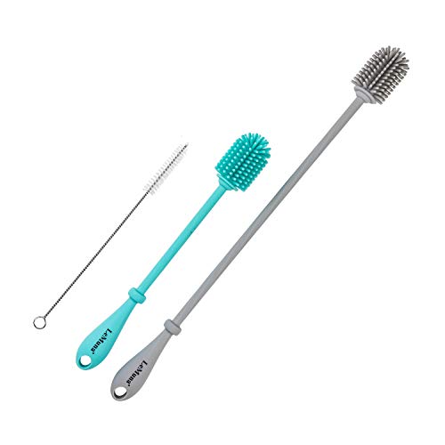 LeMuna Silicone Bottle Brush Water Bottle Cleaner Brush Set with Straw Brush for Narrow Neck Containers Hydro Flask Sports Bottle Glassware 0 belly baby and beyond