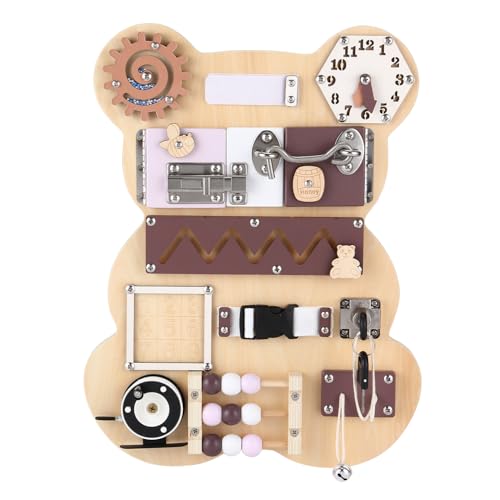 Learning Nest Busy Board Bear for Toddlers 1 3 Montessori Sensory Board Busy Boards Montessori Toys for Kids Development with 11 Activities Numbers Keys Locks Latches Zipper and Velcro 0 belly baby and beyond