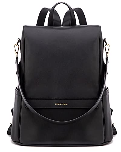 Leather Diaper Bag Backpack with Changing Pad Stroller Straps Bottle Holder Black Mia 0 belly baby and beyond