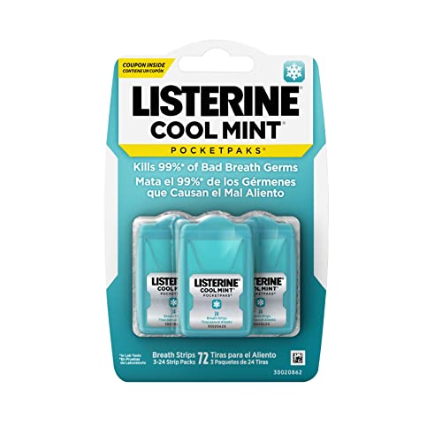 Listerine Cool Mint Pocketpaks Breath Strips Kills Bad Breath Germs 24 Strip Pack 3 Pack 0 belly baby and beyond