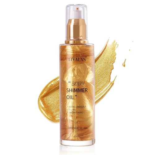 Liyalan Shimmer Body Oil Gold 5 Color Bronze Face Glow Pearl Highlighter Illuminator Body Makeup Shine Glitter Gold Liquid Taning338 Fl Oz02 0 belly baby and beyond