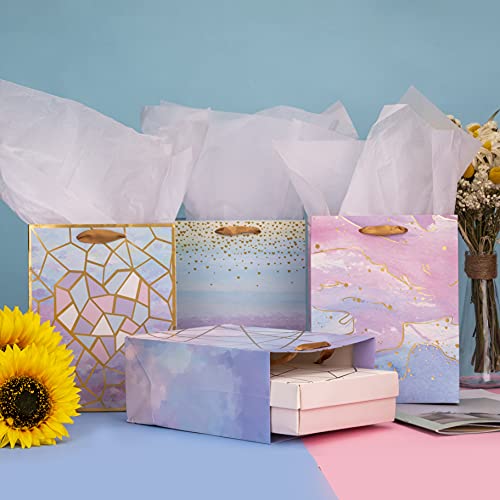 Loveinside Medium Size Gift Bags Colorful Marble Pattern Gift Bag with Tissue Paper for Shopping Parties Wedding Baby Shower Craft 4 Pack 7 X 4 X 9 0 0 belly baby and beyond