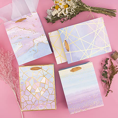 Loveinside Medium Size Gift Bags Colorful Marble Pattern Gift Bag with Tissue Paper for Shopping Parties Wedding Baby Shower Craft 4 Pack 7 X 4 X 9 0 1 belly baby and beyond