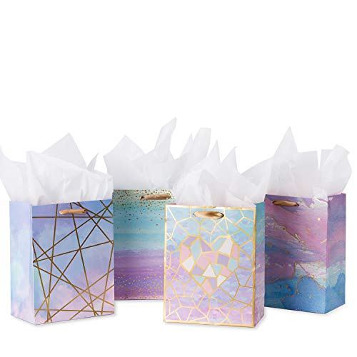 Loveinside Medium Size Gift Bags Colorful Marble Pattern Gift Bag with Tissue Paper for Shopping Parties Wedding Baby Shower Craft 4 Pack 7 X 4 X 9 0 belly baby and beyond