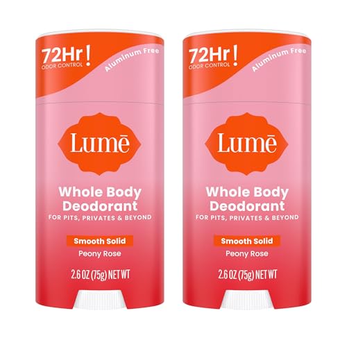 Lume Whole Body Deodorant Smooth Solid Stick 72 Hour Odor Control Aluminum Free Baking Soda Free and Skin Safe 26 Ounce Pack of 2 Peony Rose 0 belly baby and beyond