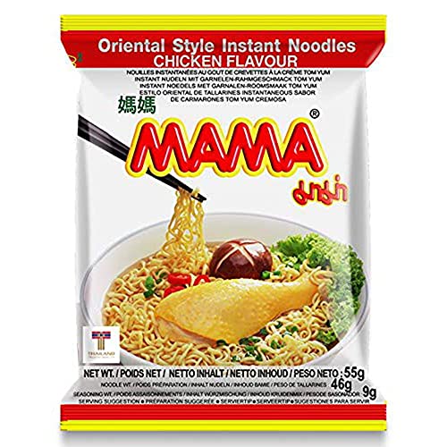 MAMA Noodles CHICKEN Instant Spicy Noodles with Delicious Thai Flavors Hot And Spicy Noodles with Chicken Soup Base No Trans Fat with Fewer Calories Than Deep Fried Noodles Chicken Flavor 30 Pack 0 belly baby and beyond