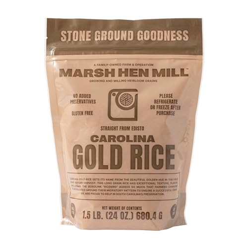 MARSH HEN MILL Carolina Gold Rice Pure Long Grain White Rice with Exceptional Aroma Flavor Texture Nutty Almond Floral Notes Ideal for Home Cooks Chefs Premium Quality Non GMO 24 oz Bag 0 belly baby and beyond