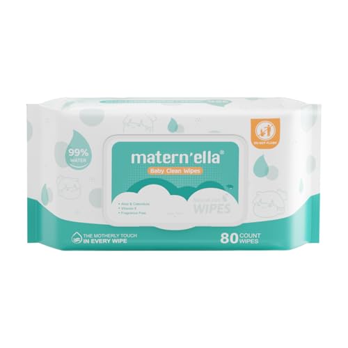MATERNELLA Baby Wipes Diaper Wipes for Sensitive Skin Wet Wipes with 99 Water Based Hypoallergenic Safe and Gentle 1 Flip Top Packs 80 Wipes Total 0 belly baby and beyond