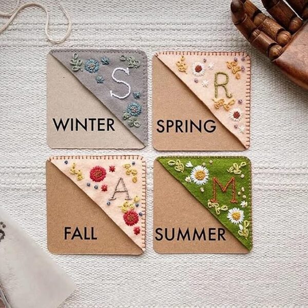 MOTEERLLU Personalized Hand Embroidered Corner BookmarkFelt Triangle Page Stitched Handmade BookmarkUnique Cute Flower Letter Embroidery Bookmarks Accessories for Book Lovers 0 1 belly baby and beyond