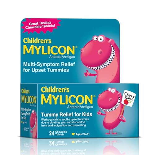 MYLICON Childrens Tummy Relief for Kids 24 Cherry Flavored Chewable Tablets 0 belly baby and beyond