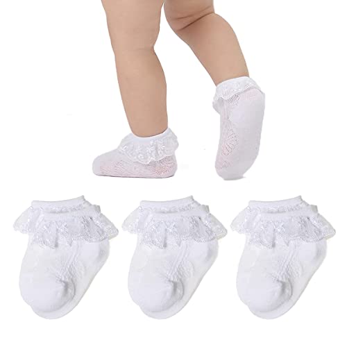 Marchare Baby Lace Socks 356 Pack Baby Girls Ruffle Socks Eyelet Princess Cotton Socks 0 33 66 1212 36 Months 0 belly baby and beyond